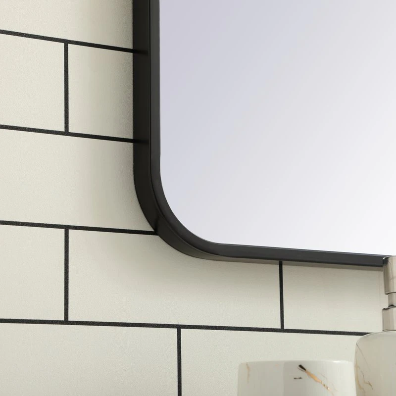 Elegant Furniture & Lighting Ellis Soft Corner Metal Rectangular Mirror, Black, 30"x40" 7 Elegant Furniture & Lighting Ellis Soft Corner Metal Rectangular Mirror, Black, 30"x40" - Image 5