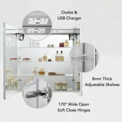 Blossom Kitchen & Bath Supply LED Mirror Medicine Cabinet With Defogger, Dimmer And Outlets, 30x32 19 Blossom Kitchen & Bath Supply LED Mirror Medicine Cabinet With Defogger, Dimmer And Outlets, 30x32 -Laural Home Shop 5271f841010e8eb4 5145 w800 h800 b0 p0