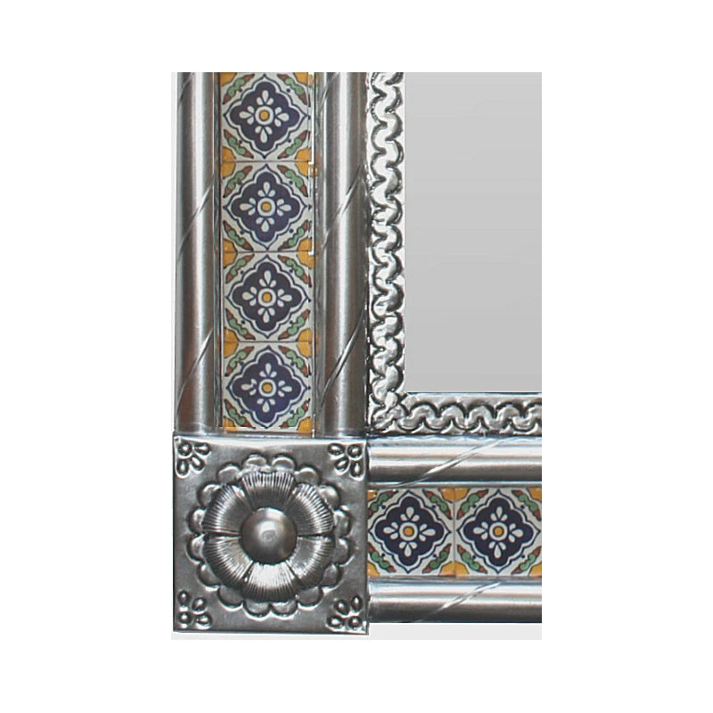 Fine Crafts & Imports Post Small Silver Guadalajara Tile Mexican Mirror 4 Fine Crafts & Imports Post Small Silver Guadalajara Tile Mexican Mirror - Image 2