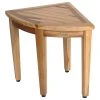 Ecodecors Earthyteak Corner Teak Shower Stools, 16"x16"x18", Without Shelf