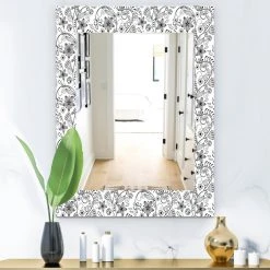 Designart Texture In A Flower Design Bohemian Eclectic Frameless Vanity Mirror,