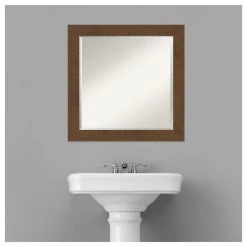 Amanti Art Carlisle Brown Beveled Wood Bathroom Wall Mirror - 24 X 24 In. -Laural Home Shop 53e1734c0fcfd2aa 6061 w800 h800 b1 p0