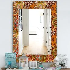 Designart Pattern Tile With Mandalas Bohemian And Eclectic Frameless Wall Mirror, 24x32 8 Designart Pattern Tile With Mandalas Bohemian And Eclectic Frameless Wall Mirror, 24x32 -Laural Home Shop 54d1e8950335bf4a 7236 w800 h800 b0 p0