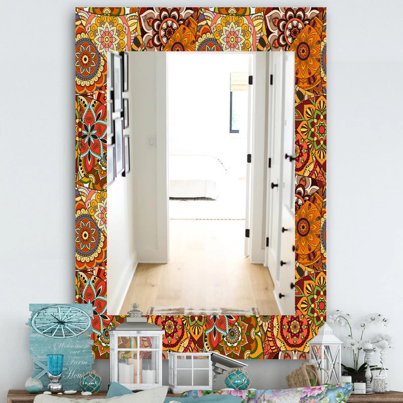 Designart Pattern Tile With Mandalas Bohemian And Eclectic Frameless Wall Mirror, 24x32 5 Designart Pattern Tile With Mandalas Bohemian And Eclectic Frameless Wall Mirror, 24x32 - Image 3