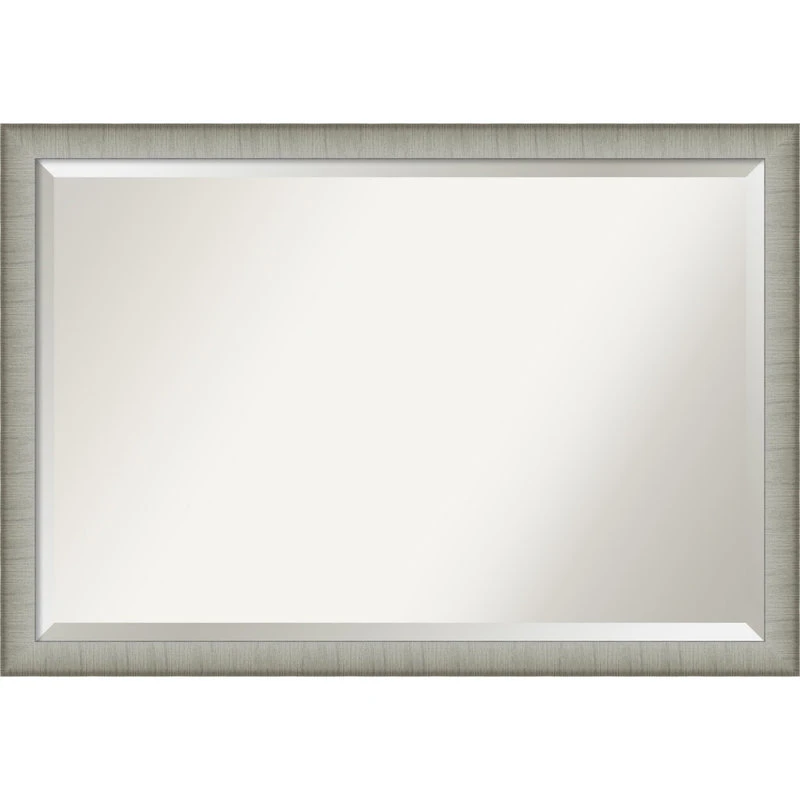 Amanti Art Elegant Brushed Pewter Narrow Beveled Bathroom Wall Mirror - 39 X 27 In. 3 Amanti Art Elegant Brushed Pewter Narrow Beveled Bathroom Wall Mirror - 39 X 27 In.