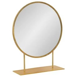 Uniek Rouen Round Metal Table Mirror, Gold 18x22