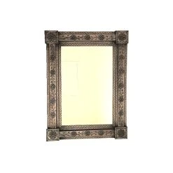 Fine Crafts & Imports Brown Flower Tin Mirror