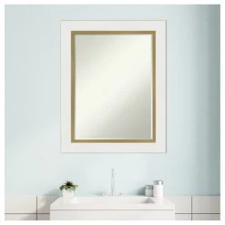 Amanti Art Eva White Gold Petite Bevel Bathroom Wall Mirror 23.25 X 29.25 In. -Laural Home Shop 5561f7e903b79116 7817 w800 h800 b1 p0