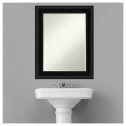 Amanti Art Parlor Black Petite Bevel Bathroom Wall Mirror 23.5 X 29.5 In. -Laural Home Shop 5591394103b790cc 7837 w800 h800 b1 p0