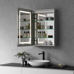 Altair Bojano 24" Clear Glass Surface-Mount/Recessed LED Mirror Medicine Cabinet 25 Altair Bojano 24" Clear Glass Surface-Mount/Recessed LED Mirror Medicine Cabinet -Laural Home Shop 55e1c38402c4de82 8103 w800 h800 b0 p0