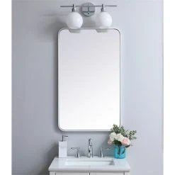 Elegant Furniture & Lighting Elegant Decor Evermore 22x36" Soft Corner Metal Rectangular Mirror In White -Laural Home Shop 55f150c703997c92 8655 w800 h800 b0 p0