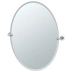 Gatco Fine Bathware Glam 32" Frameless Oval Mirror, Matte Black