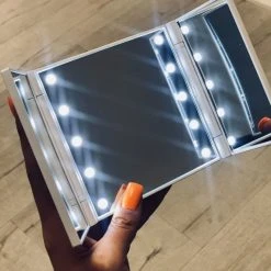 Impressions Vanity Company Nova Wireless LED Trifold Compact Mirror, Built-In LED, Black -Laural Home Shop 57315c1e014d0043 8860 w800 h800 b0 p0