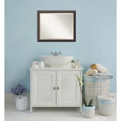 Amanti Art Tuscan Rustic Beveled Wood Bathroom Wall Mirror - 31.75 X 25.75 In. -Laural Home Shop 57a10e0508ff9892 6584 w800 h800 b0 p0