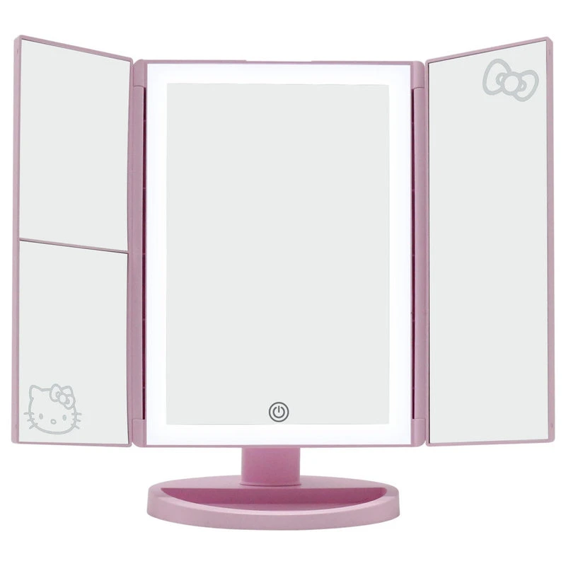 Impressions Vanity Company Hello Kitty Trifold LED Tri-Tone Makeup Mirror With Magnification, Pink 4 Impressions Vanity Company Hello Kitty Trifold LED Tri-Tone Makeup Mirror With Magnification, Pink - Image 2