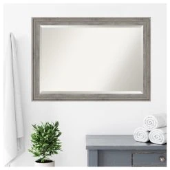Amanti Art Regis Barnwood Grey Beveled Wood Bathroom Wall Mirror - 40.5 X 28.5 In. -Laural Home Shop 5811cda90fcfd2d5 6785 w800 h800 b1 p0