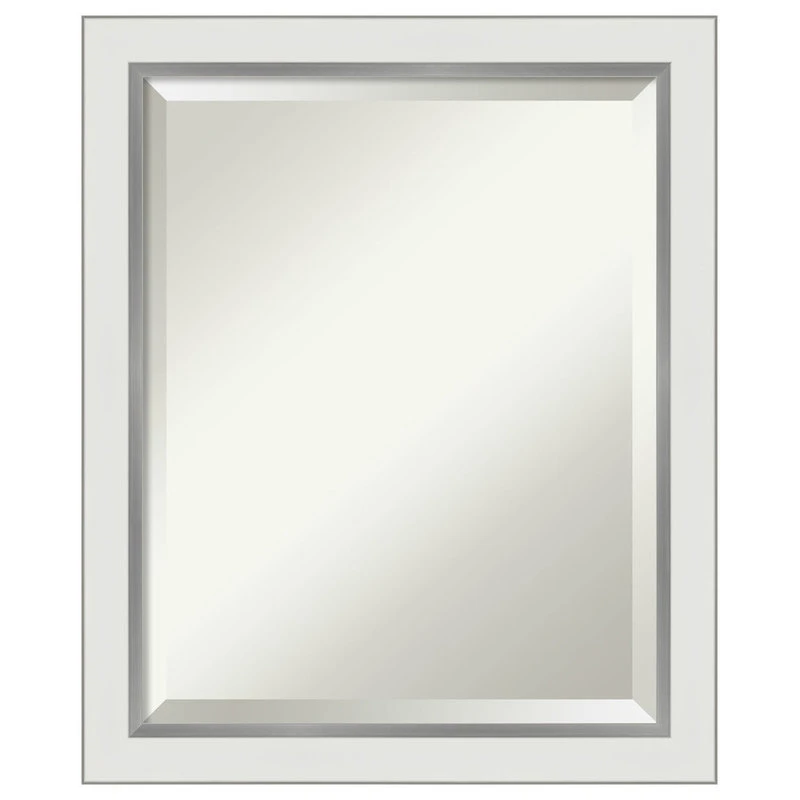 Amanti Art Eva White Silver Narrow Beveled Bathroom Wall Mirror - 19 X 23 In. 3 Amanti Art Eva White Silver Narrow Beveled Bathroom Wall Mirror - 19 X 23 In.
