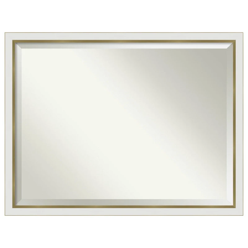 Amanti Art Eva White Gold Narrow Beveled Bathroom Wall Mirror - 43 X 33 In. 3 Amanti Art Eva White Gold Narrow Beveled Bathroom Wall Mirror - 43 X 33 In.