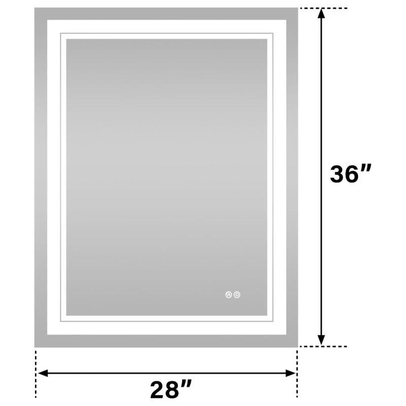 Wellfor Frameless LED Lighted Dimmable Bathroom Vanity Mirror With Defogger, 28"x36" 18 Wellfor Frameless LED Lighted Dimmable Bathroom Vanity Mirror With Defogger, 28"x36" - Image 16