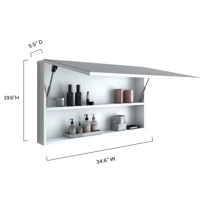 A Touch Of Design Frameless 34" Medicine Cabinet With Full Mirror Front, Hera White 9 A Touch Of Design Frameless 34" Medicine Cabinet With Full Mirror Front, Hera White - Image 7