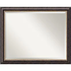Amanti Art Tuscan Rustic Beveled Wood Bathroom Wall Mirror - 31.75 X 25.75 In.