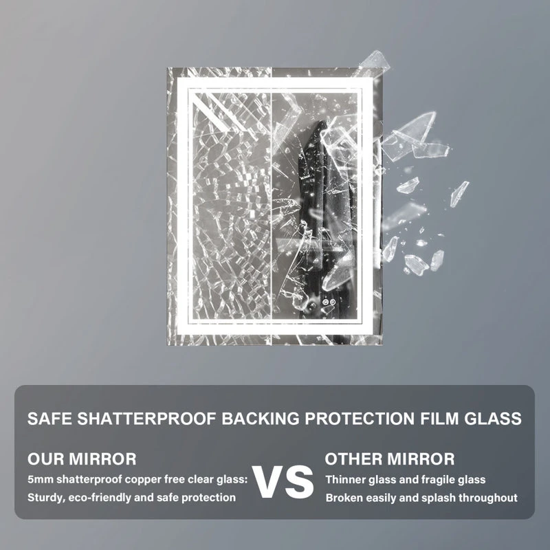 Wellfor Frameless LED Lighted Dimmable Bathroom Vanity Mirror With Defogger, 28"x36" 10 Wellfor Frameless LED Lighted Dimmable Bathroom Vanity Mirror With Defogger, 28"x36" - Image 8