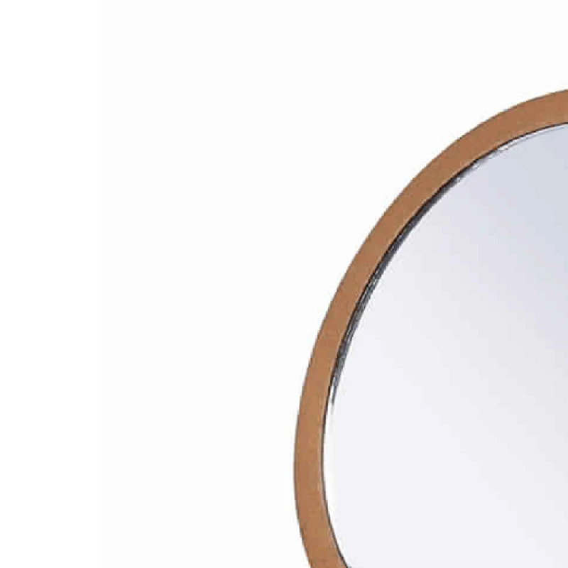 Benjara Wooden Makeup Round Mirror With Pedestal Base Brown And Silver- Saltoro Sherpi 5 Benjara Wooden Makeup Round Mirror With Pedestal Base Brown And Silver- Saltoro Sherpi - Image 3