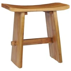 Vida XL International B.V. VidaXL Solid Teak Wood Stool 19.6" Versatile Sturdy Unique Pattern Seating