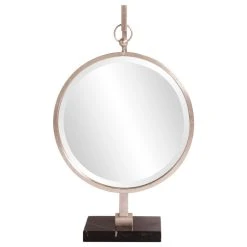 Howard Elliott Collection Medallion With Black Faux Marble Mirror, Silver