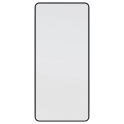 Glass Warehouse 22" W X 48" H Radius Corner Stainless Steel Framed Mirror, Black