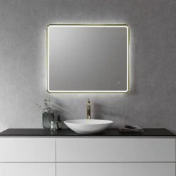 Altair Viaggi Rectangle Framed Bathroom/Vanity LED Wall Mirror, Brushed Gold, 36" -Laural Home Shop 5c219a79028610f9 8074 w800 h800 b0 p0