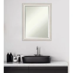 Amanti Art Trio White Wash Silver Beveled Bathroom Wall Mirror - 22.5 X 28.5 In. -Laural Home Shop 5c416d050ec6c416 6832 w800 h800 b0 p0