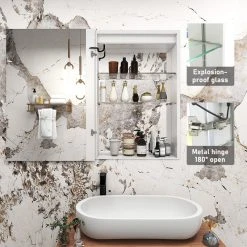 Modland Recessed Or Surface Mount Frameless Medicine Cabinet W/ LED Light & 2 Mirrors, Left Door -Laural Home Shop 5c616bf203196864 4111 w800 h800 b0 p0