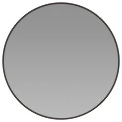 Merrick Lane Hanging Accent Mirror With Modern Metal Frame, Black, 36" Round