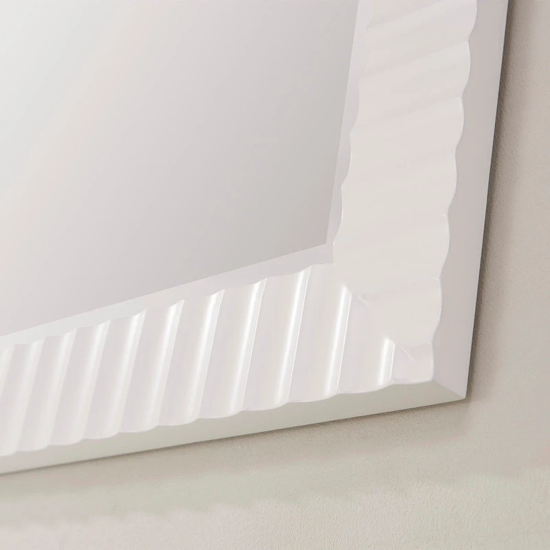 Vinnova Savona Rectangular Bathroom/Vanity Wave Framed Wall Mirror, White, 48 Inch 7 Vinnova Savona Rectangular Bathroom/Vanity Wave Framed Wall Mirror, White, 48 Inch - Image 5