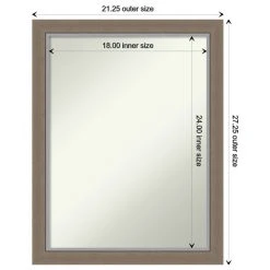 Amanti Art Eva Brown Narrow Non-Beveled Bathroom Wall Mirror - 21.25 X 27.25 In. -Laural Home Shop 5cf13cc402bdde52 6137 w800 h800 b1 p0