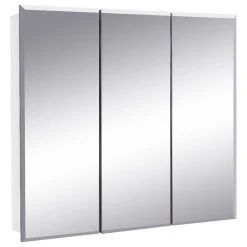 Design House Cyprus 30-Inch Frameless Bathroom Medicine Wood Cabinet Mirror In White