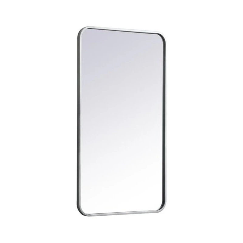 Elegant Furniture & Lighting Elegant Decor Evermore 20x36" Soft Corner Metal Rectangular Mirror In Silver 6 Elegant Furniture & Lighting Elegant Decor Evermore 20x36" Soft Corner Metal Rectangular Mirror In Silver - Image 4