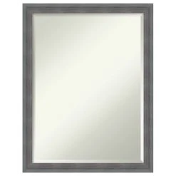 Amanti Art Dixie Grey Rustic Beveled Wood Bathroom Wall Mirror - 20.25 X 26.25 In.