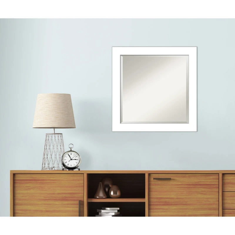 Amanti Art Wedge White Beveled Bathroom Wall Mirror - 24 X 24 In. 6 Amanti Art Wedge White Beveled Bathroom Wall Mirror - 24 X 24 In. - Image 4