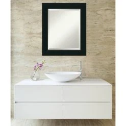 Amanti Art Corvino Black Beveled Wood Bathroom Wall Mirror - 21 X 25 In. -Laural Home Shop 5e0124100c05858d 5252 w800 h800 b0 p0
