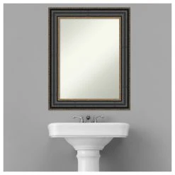 Amanti Art Thomas Black Bronze Non-Beveled Bathroom Wall Mirror - 23.75 X 29.75 In. -Laural Home Shop 5e714feb02bddde8 6143 w800 h800 b1 p0