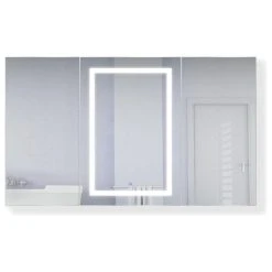 Krugg Reflections 60"x36" LED Medicine Cabinet, Dimmer/Defog, Makeup Mirror, And USB, Light Left