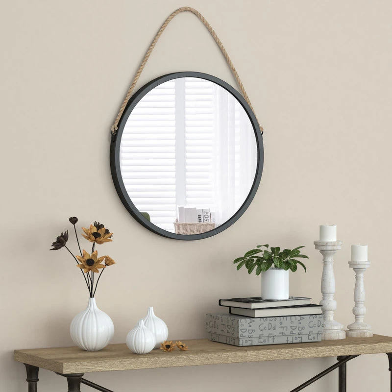 AE Bath Signature Bolan Black Framed Round Mirror With Rope 4 AE Bath Signature Bolan Black Framed Round Mirror With Rope - Image 2