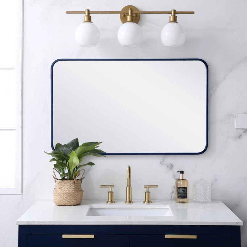 Elegant Furniture & Lighting Elegant Decor MR802236BL Soft Corner Metal Rectangular Mirror, 22"x36", Blue 4 Elegant Furniture & Lighting Elegant Decor MR802236BL Soft Corner Metal Rectangular Mirror, 22"x36", Blue - Image 2