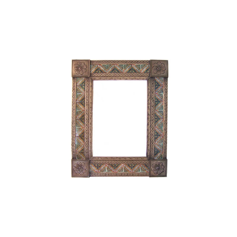 Fine Crafts & Imports Medium Brown Morelia Tile Talavera Tin Mirror 3 Fine Crafts & Imports Medium Brown Morelia Tile Talavera Tin Mirror