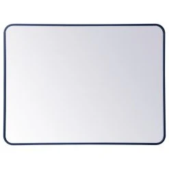 Elegant Furniture & Lighting Soft Corner Metal Rectangular Mirror 30X40", Blue