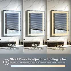 Wellfor Frameless LED Lighted Dimmable Bathroom Vanity Mirror With Defogger, 28"x36" 21 Wellfor Frameless LED Lighted Dimmable Bathroom Vanity Mirror With Defogger, 28"x36" -Laural Home Shop 5f616d1502f4d9b7 7356 w800 h800 b0 p0