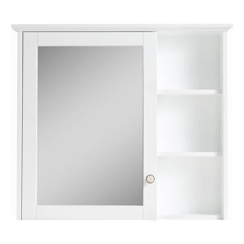 Wellfor Bathroom Solid Wood Medicine Cabinet With Silver Coated Mirror, 34"x30", White 4 Wellfor Bathroom Solid Wood Medicine Cabinet With Silver Coated Mirror, 34"x30", White - Image 2