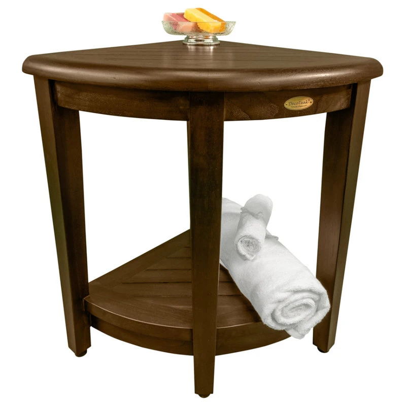DecoTeak Oasis Teak Corner Shower Stool, Table With Shelf, 16"x18" 12 DecoTeak Oasis Teak Corner Shower Stool, Table With Shelf, 16"x18" - Image 10
